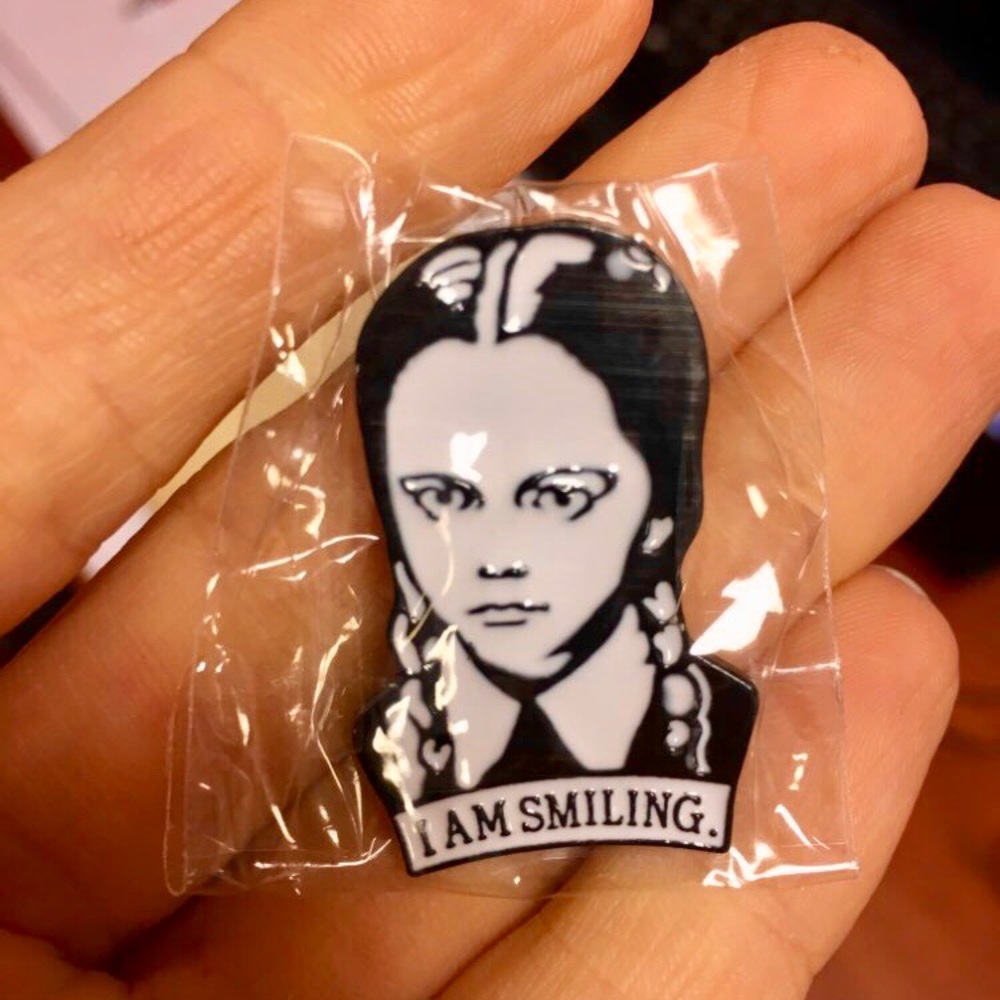 Wednesday Addams Family “I am Smiling” Enamel Pin - Picture 5 of 6